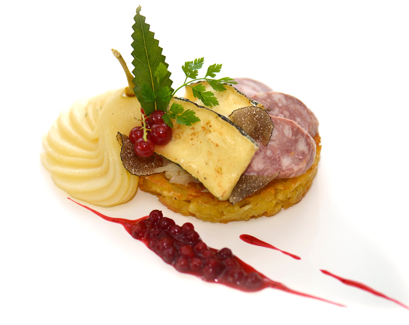 Gourmet-Rösti mit Saucisson Vaudois und Sauerkraut