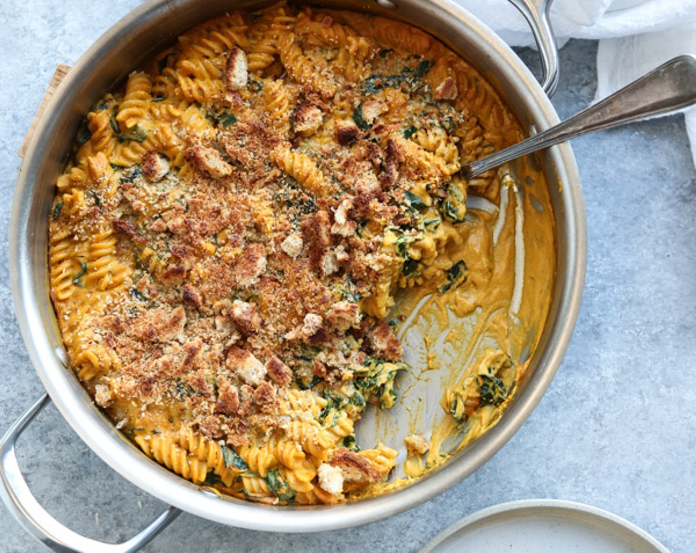 Mac and Cheese mit Kürbis und Grünkohl