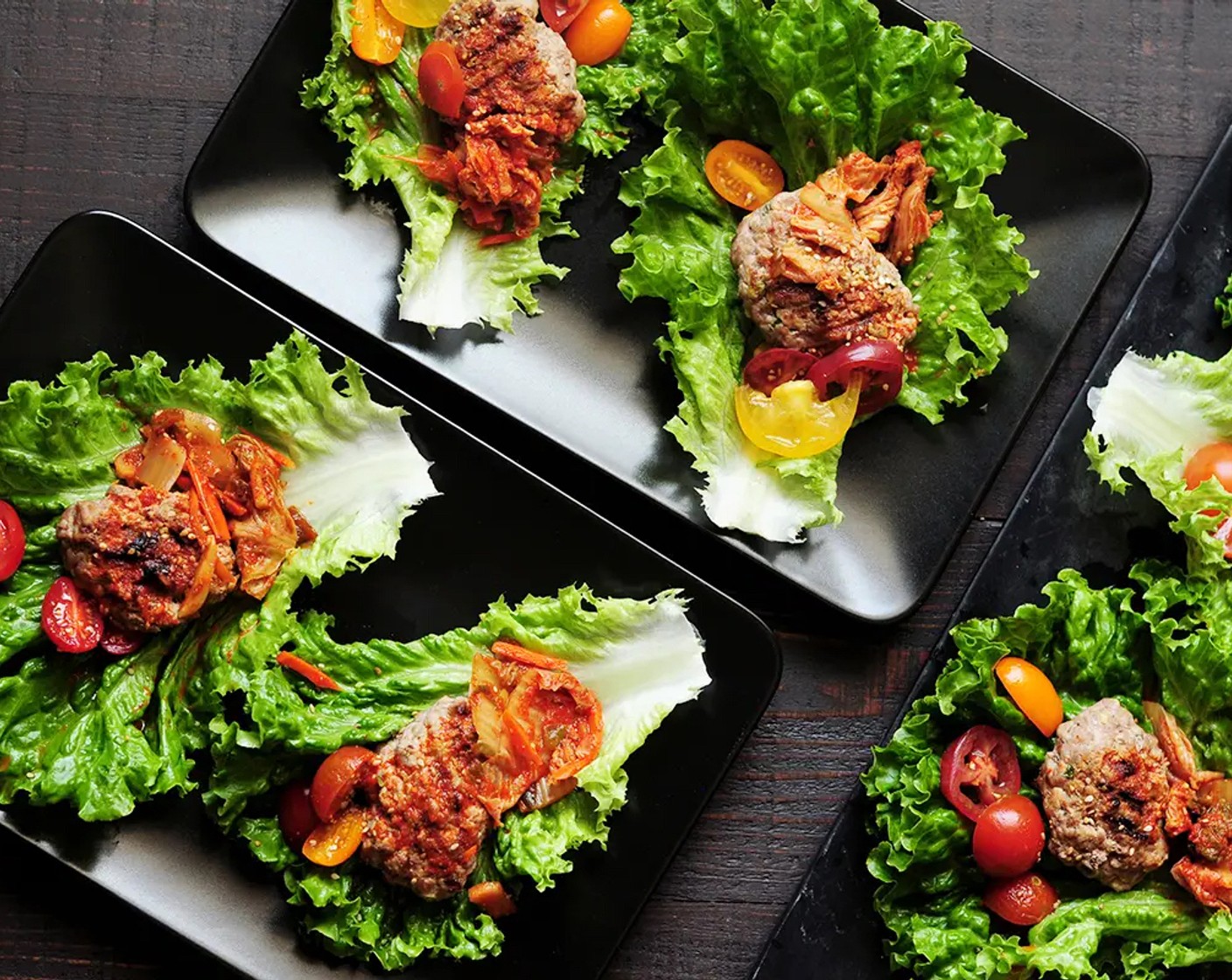 Koreanische Rindfleisch-Salat-Wraps mit Kimchi